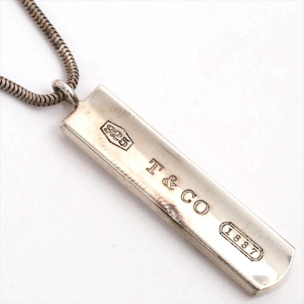 Tiffany Co Bar Pendant Necklace Silver